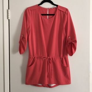 Lovers + Friends coral romper